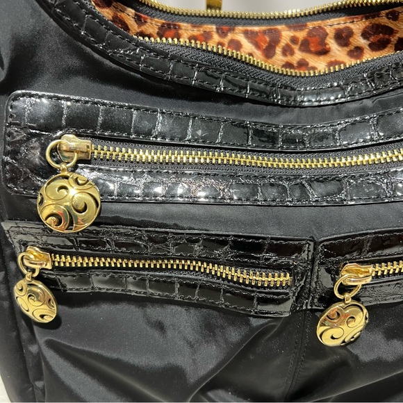 Brighton Black Nylon Crocodile Embossed Adjustable Strap Gold Accent Bag -- OS - Picture 4 of 11